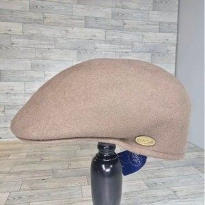 NWT Panizza Brown Taupe Ascot Fur Peaked Flat Cap Hat, Size 61/XL/7 5/8